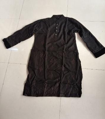 Fashionable Embroidered Brown Kurta